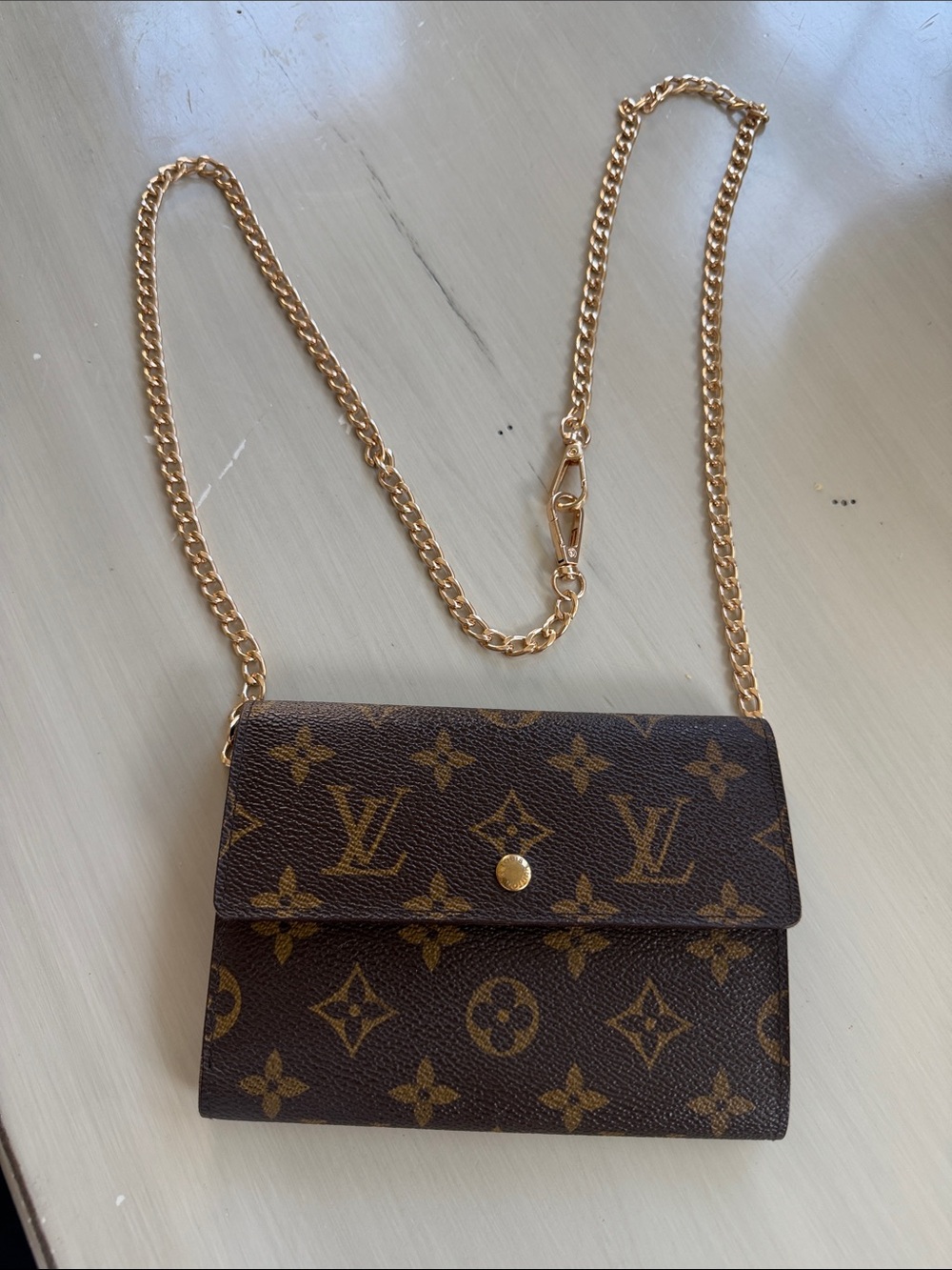 Authentic LOUIS VUITTON Brown Monogram Porte Tresor Etui Papiers Trifold Wallet